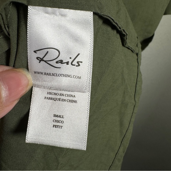 Rails Maple Olive‎ Smoke Midi Dress Smocked Waist Boho Cottagecore Chic Size S - Picture 13 of 16